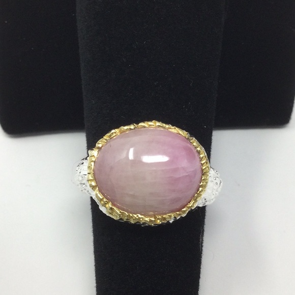 Genuine Exquisite Genuine Pink Ruby Cabochon Ring
